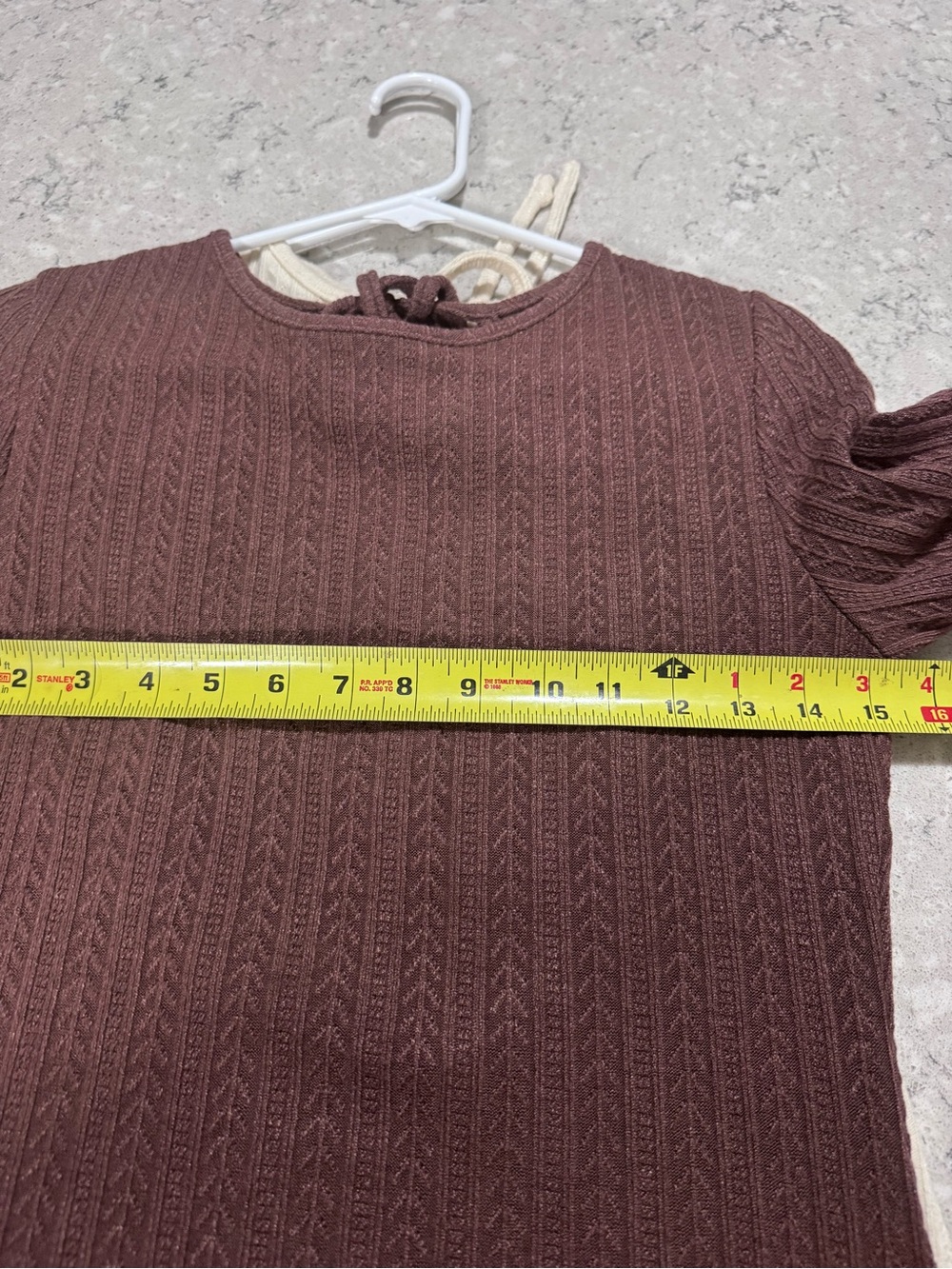 Long Sleeve Knit Shift Dress in Cream and Brown - Picture 7 of 8